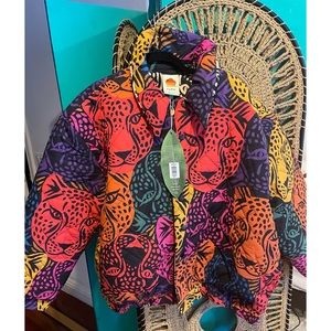 FARM RIO Midnight Leopards Reversible Puffer Jacket NWT size L